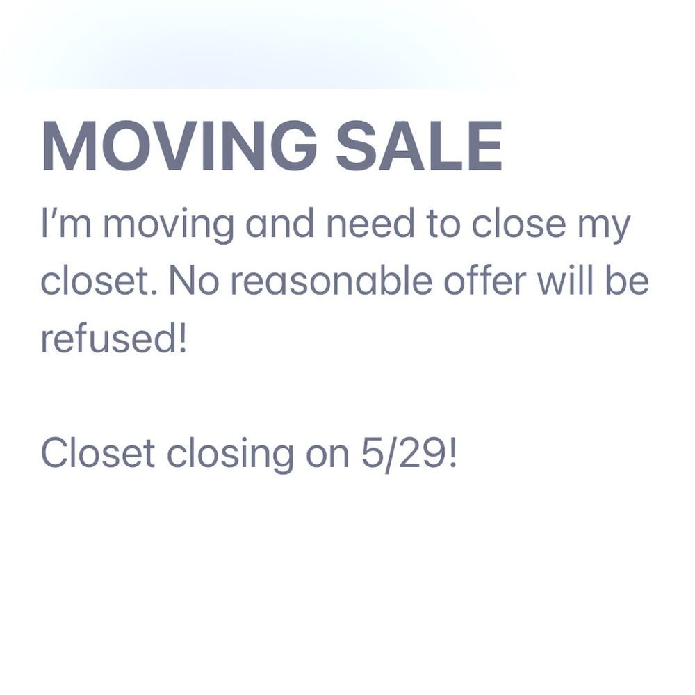 I’m moving and no longer have the ability to sell on PM. Everything must go!